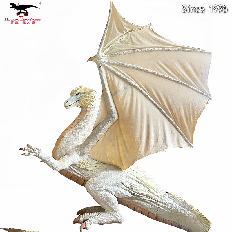 High-Quality Custom White Dragon Model CE Certified Mythical Ice Dragon Fantasy Sculpture for Fantasy Theme Parks & Outdoor Display Lightweight High-Quality Foam Customization Factory, Factories