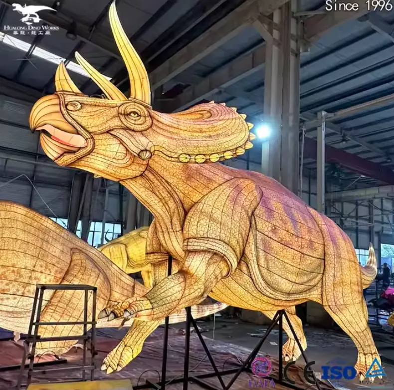 LED animatronic dinosaur festival lights with roaring effects