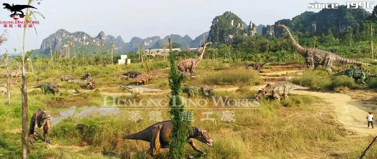 Animatronic dinosaur in a forest scenic spot