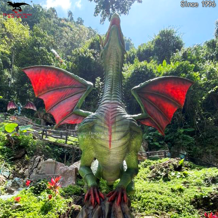 Buy Animatronic Dragon Statue - Outdoor Decoration with Realistic Roaring Sound, Flashing LED Eyes & Weatherproof Silicone Skin for Garden/Theme Park Manufacturers, Factories
