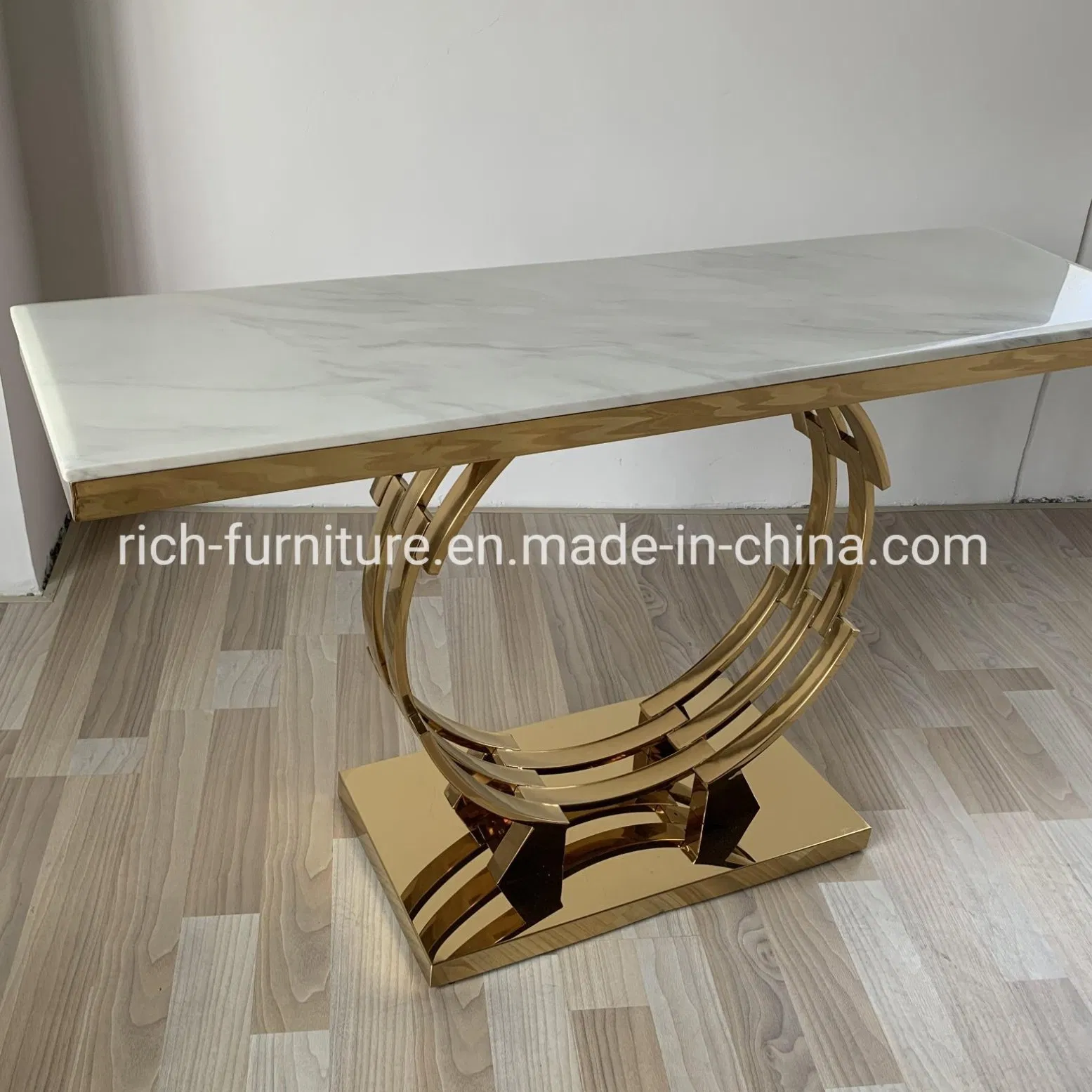 Entry Console Table with Marble Top Narrow Metal Stainless Steel Entrance Table Hallway Marble Console Table