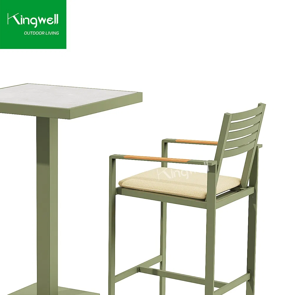 Outdoor Furniture Aluminum Restaurant High Tables Waterproof Garden Bar Stools with CE En581 SGS