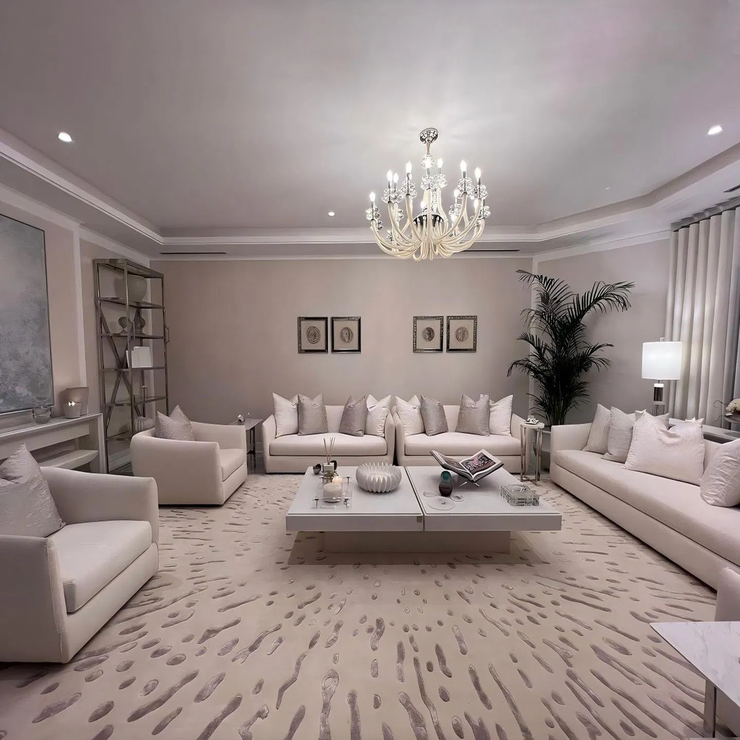 Red Dotted Home Carpet Wool Thick Hand Tufted Area Rugs Living Room