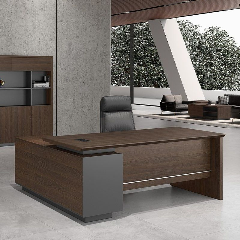 Modern Convertible Modular Custom Office Desk Wooden Hospital Executive Computer Office Table with Side Cabinet and Panel Design