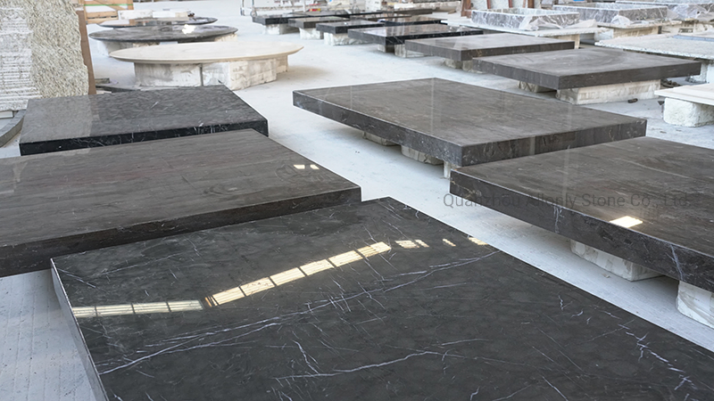 Natural Black Nero Marquina Pietra Grey Stone Table Top Marble Coffee Table