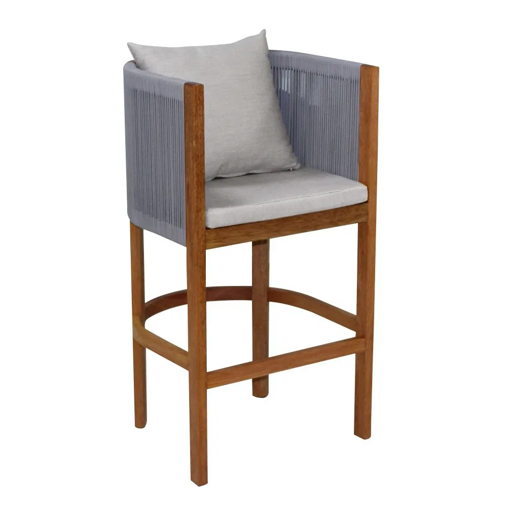 Commercial Patio Furniture Outdoor Solid Wood Woven Rope High Bar Stool