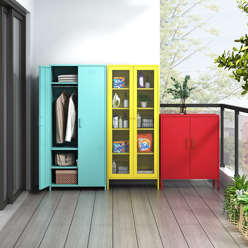 Modern Steel Home Furniture Living Room Cabinet Bedroom Bookcase Lockers Balcony Display Storage Cabinet