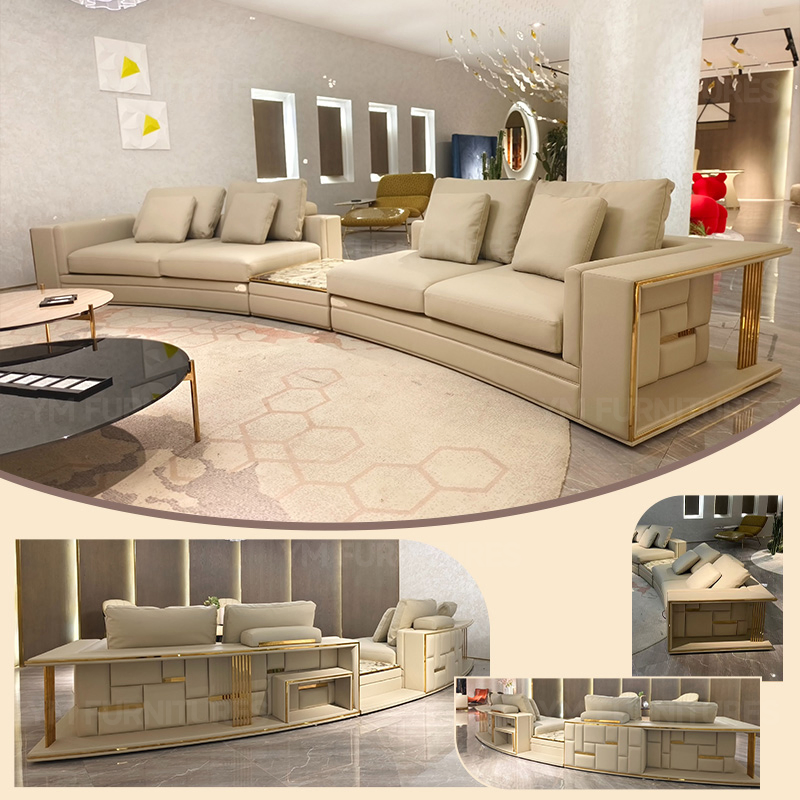 L-Shaped Minimalist Cotton Linen Fabric Sectional Couch Sofa Villa Living Room Furniture