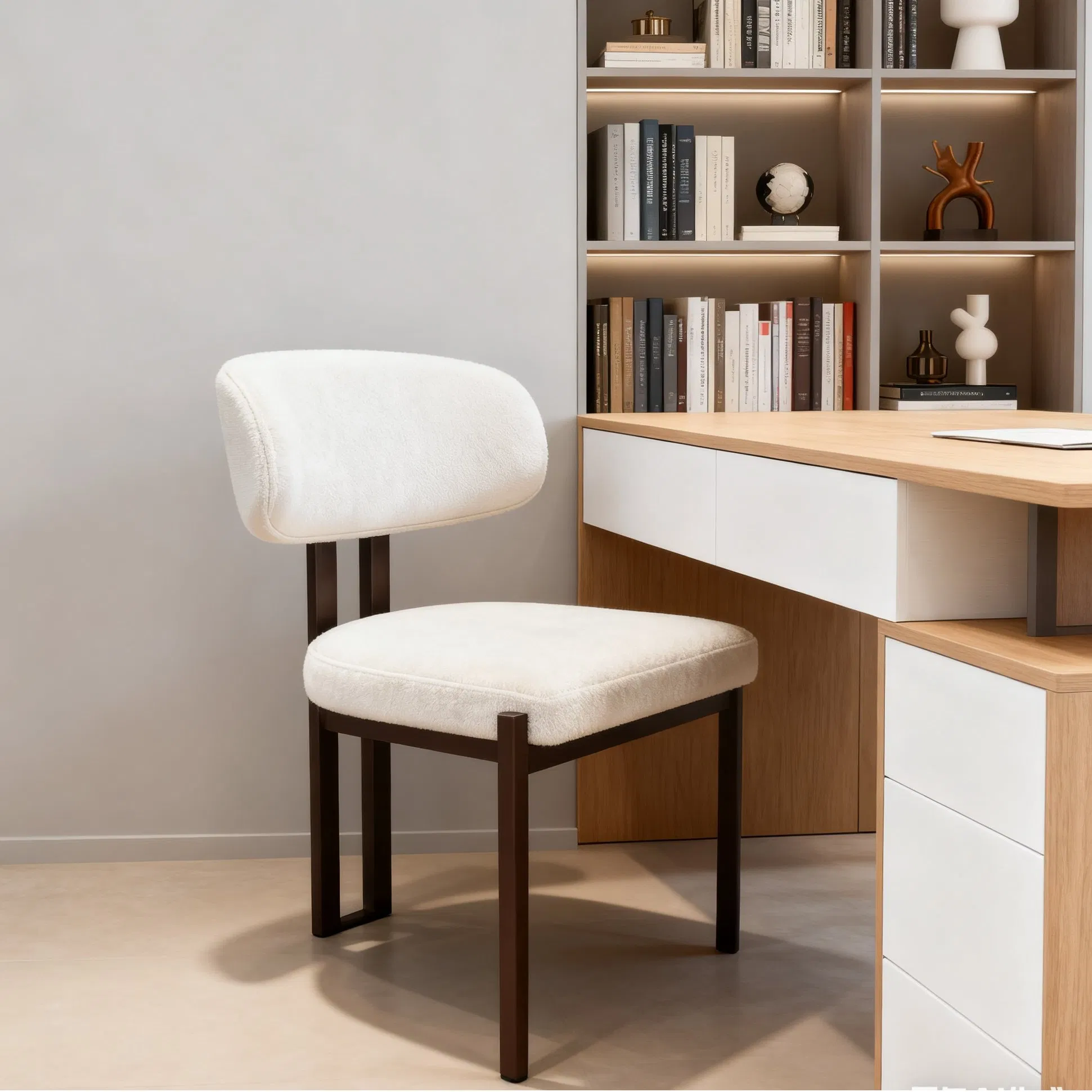 Popular New Design Elegant Fabric Dining Chair Scandinavian Dining Room Chair with Black Metal Leg for Home &amp; Restaurant