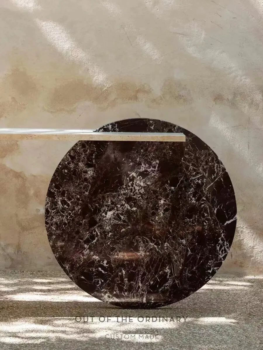 Simple Travertine Porch Table Marble Hall Against The Wall Entry Design Console