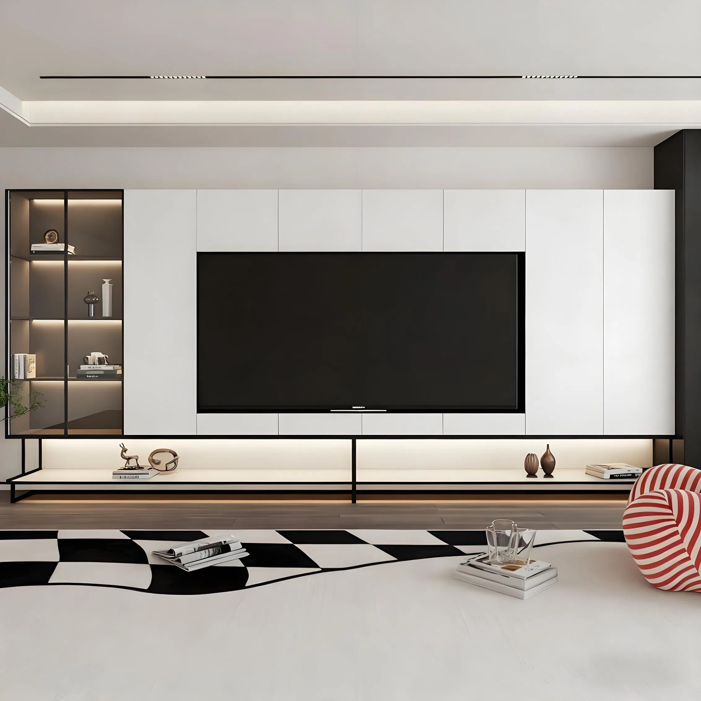 Custom Solid Wood TV Stand with Cabinet Doors