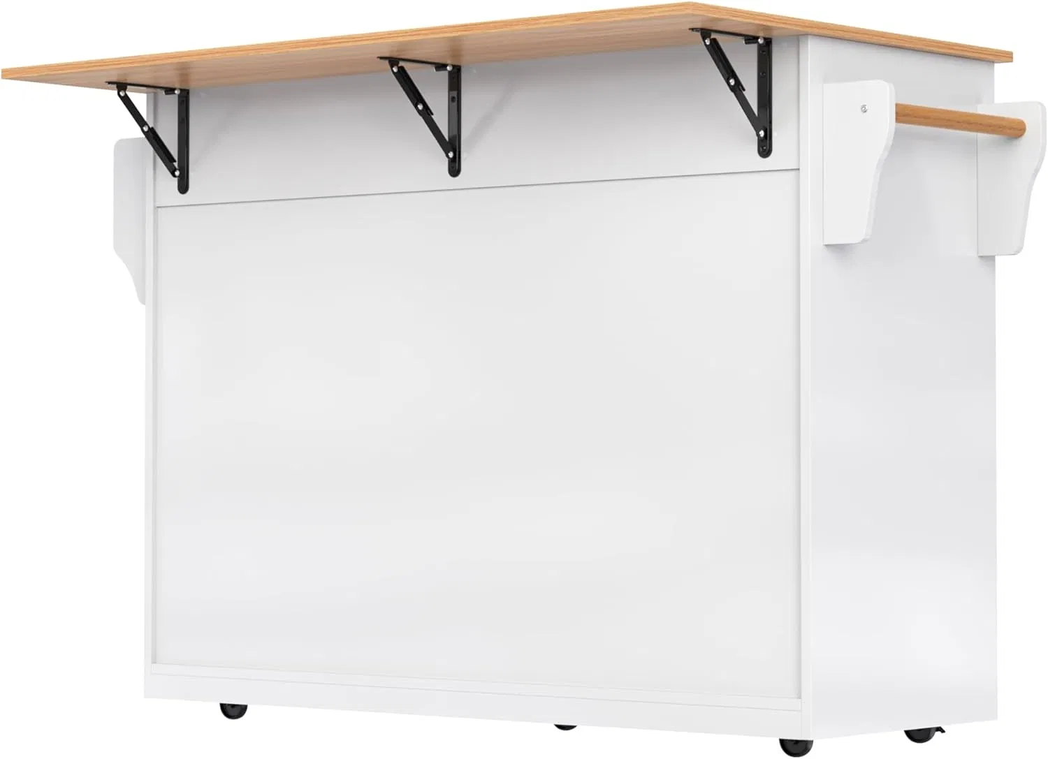 Mobile Kitchen Island Cart with Storage Cabinet, Drawer, Towel Rack &amp; Wood Top