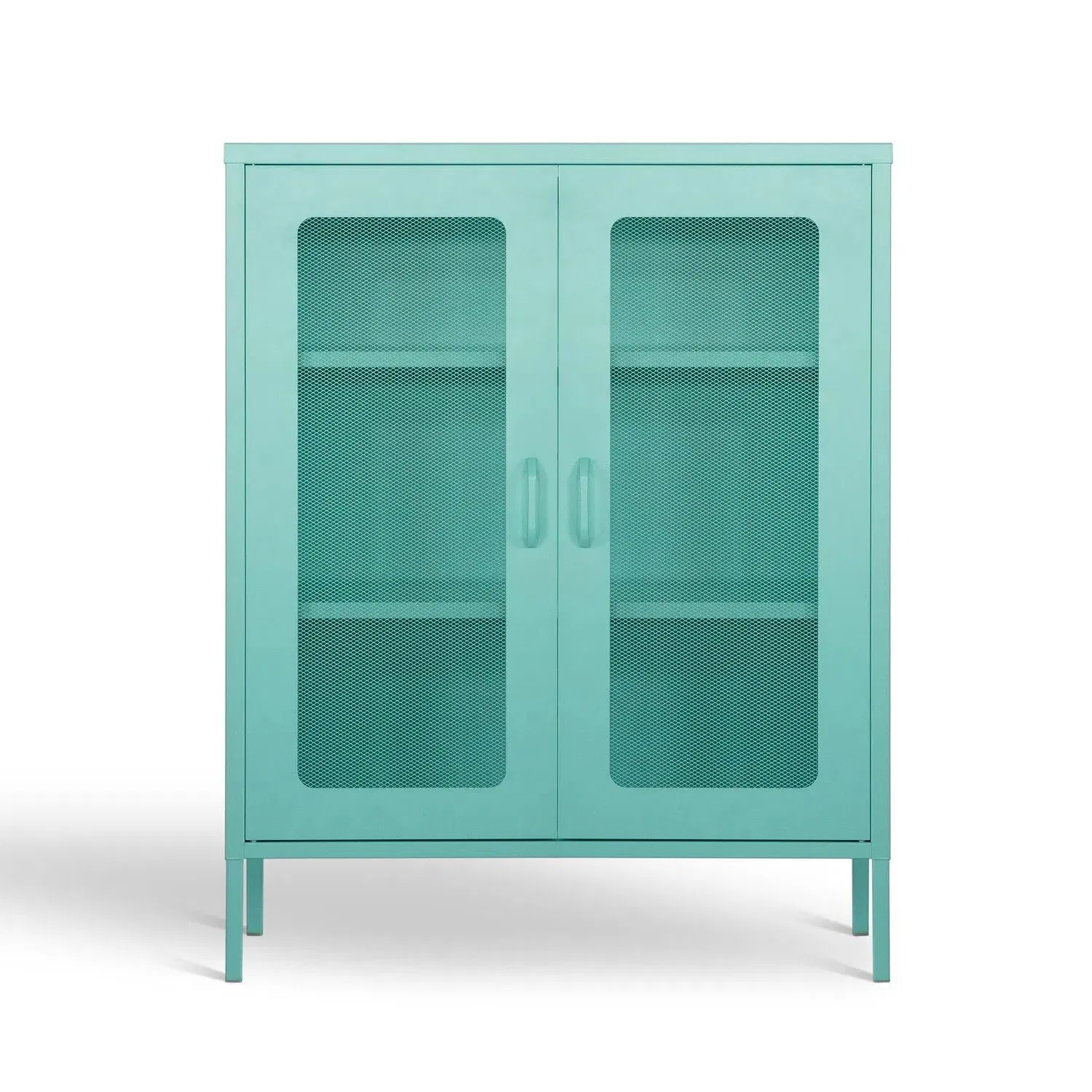 Living Room Furniture Mesh Door Modern Metal Home Accent Storage Cabinet