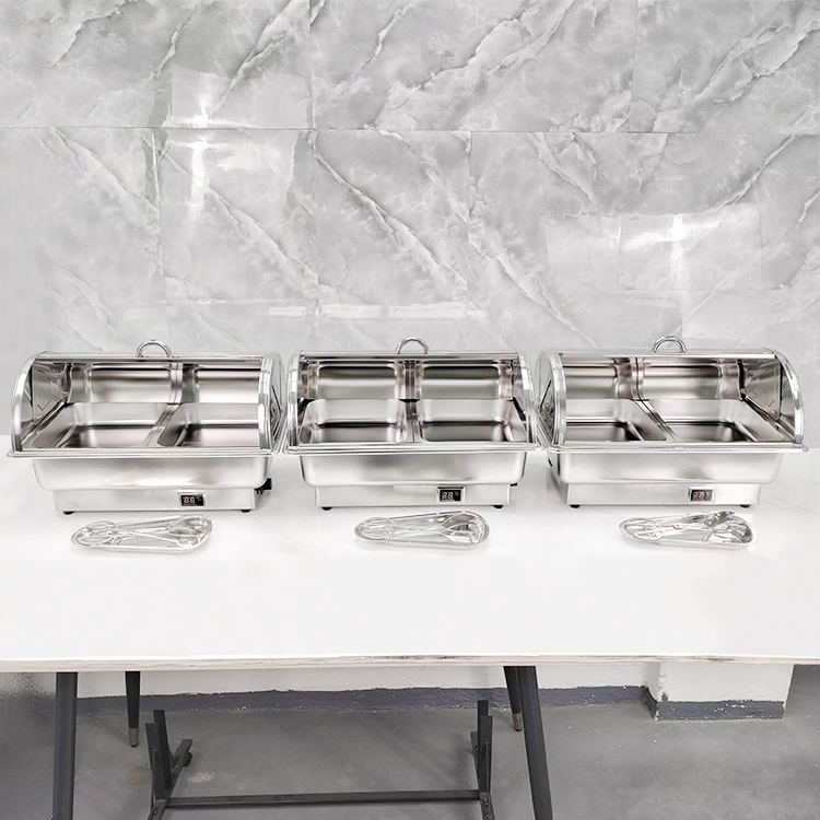 Hotel Commercial Use Stainless Steel Electric Food Warmer Set Digital Temperature Control Chafing Dish Buffet Heater