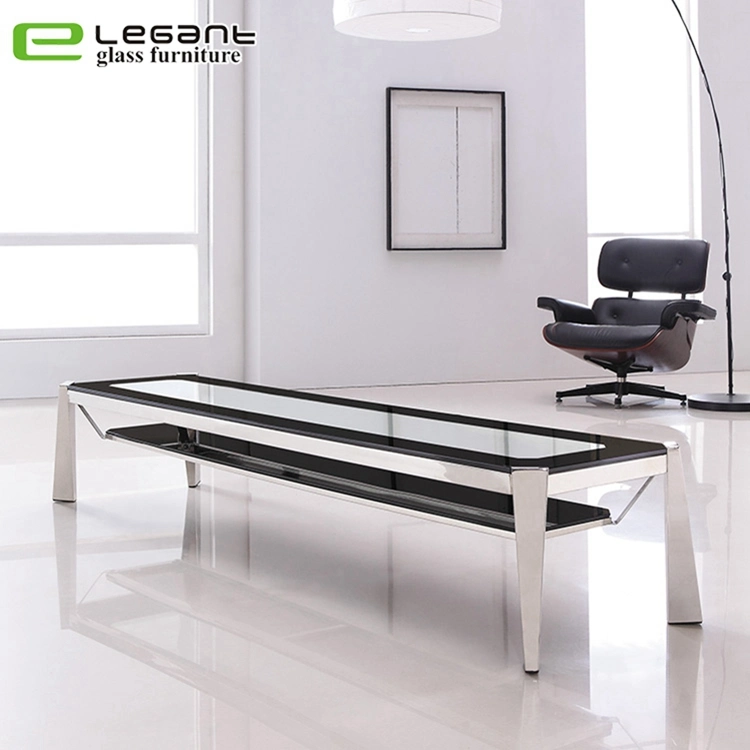 Clear Tempered Glass Storage Function Cabinet TV Stand