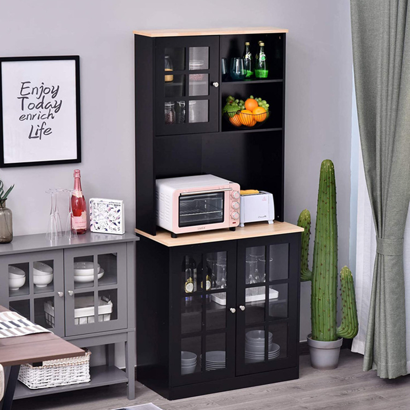 Living Room Bedroom Kitchen with Door Black Floor Storage Cabinet 0014