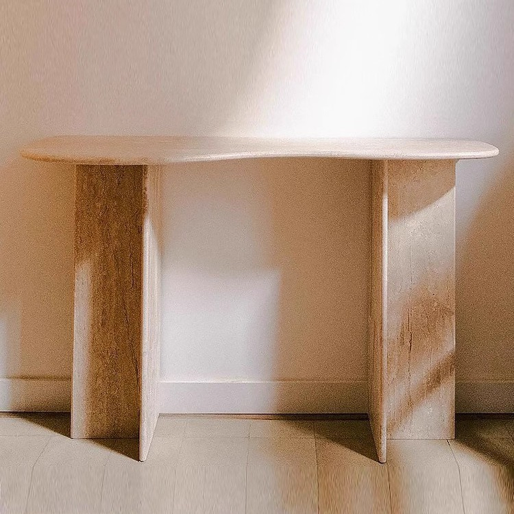 Modern Living Room Real Stone Furniture Entry Travertine Marble Console Table
