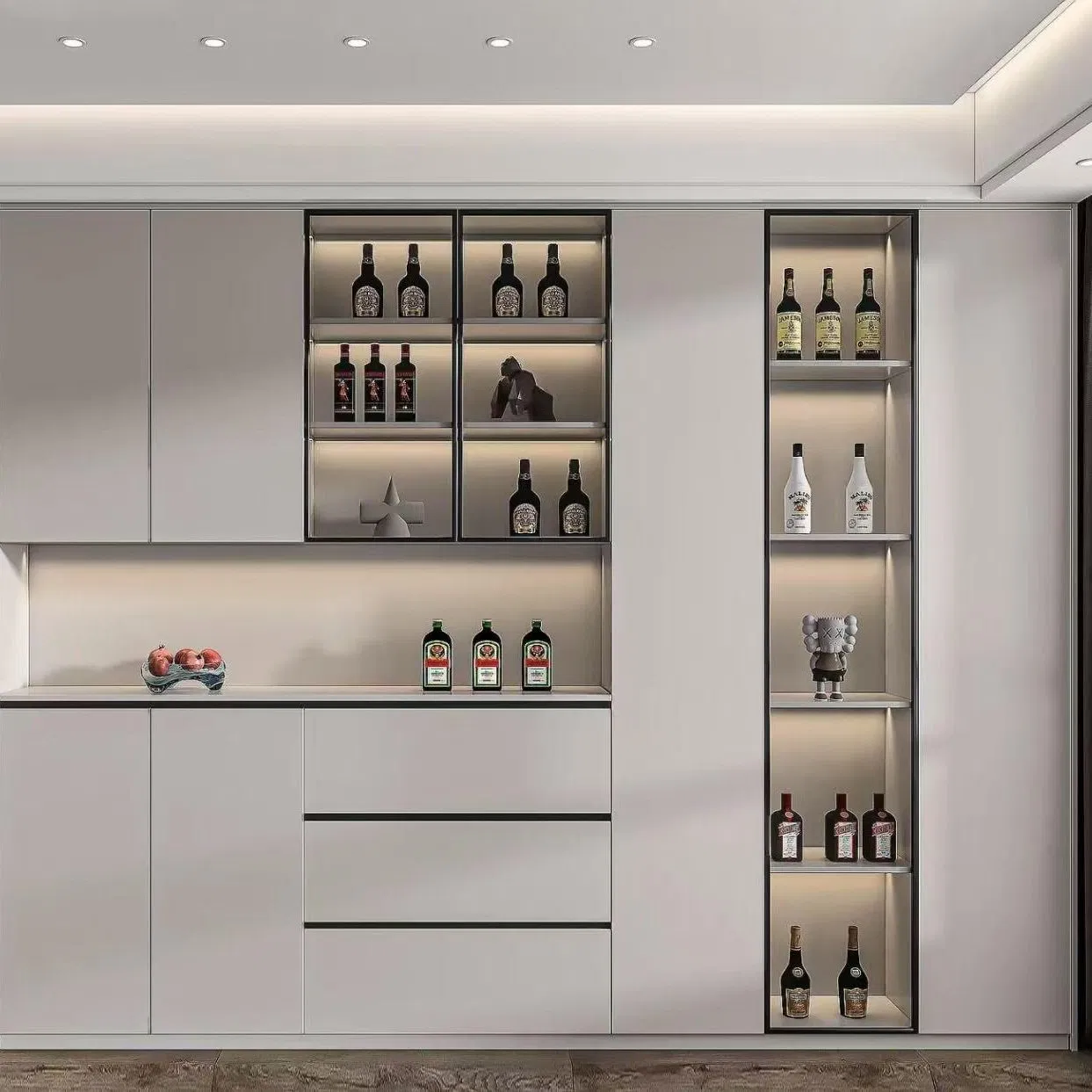 Contemporary Wooden Living Room Cabinets with Ample Storage Space