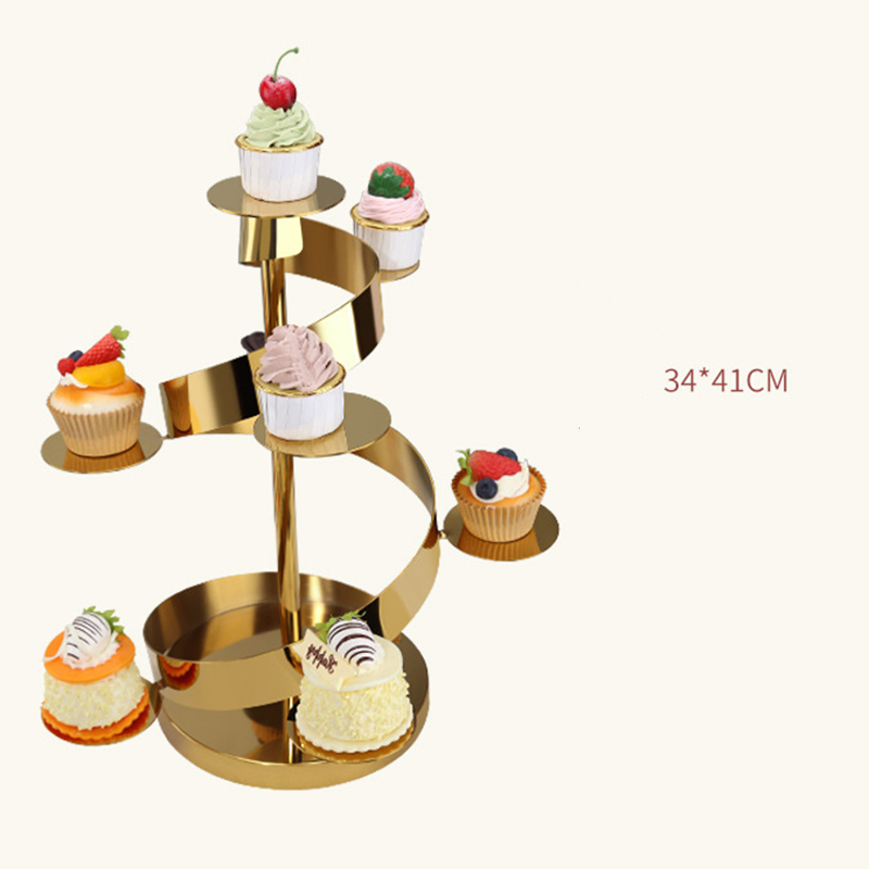 Hotel Afternoon Tea Snack Rack Stainless Steel Buffet Dessert Table Banquet Tea Break Cake Tray
