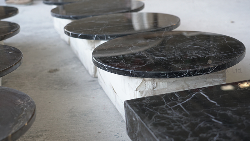Natural Black Nero Marquina Pietra Grey Stone Table Top Marble Coffee Table