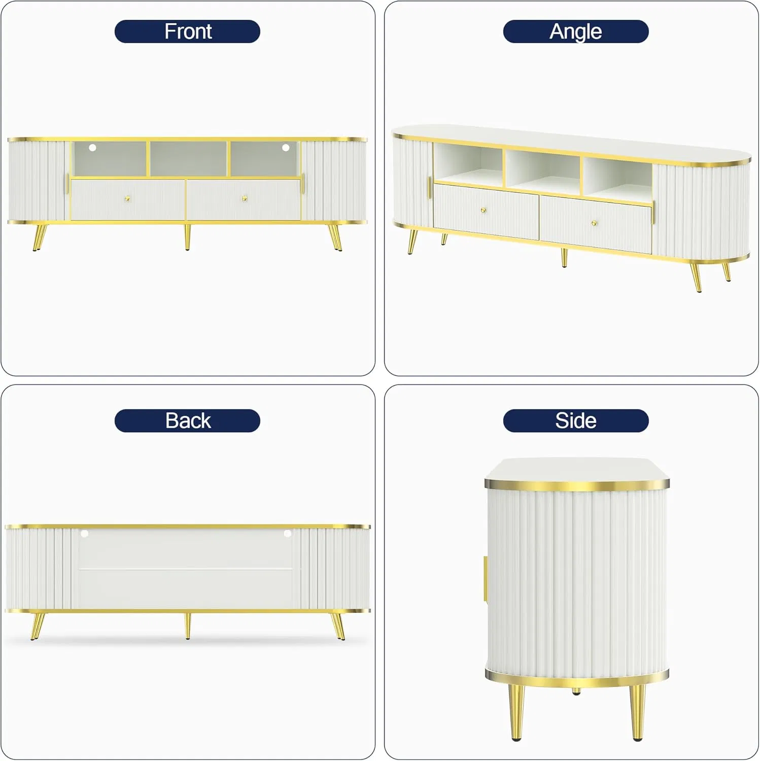 Luxury Modern TV Console Round TV Cabinet Stand Solid Wood TV Stand