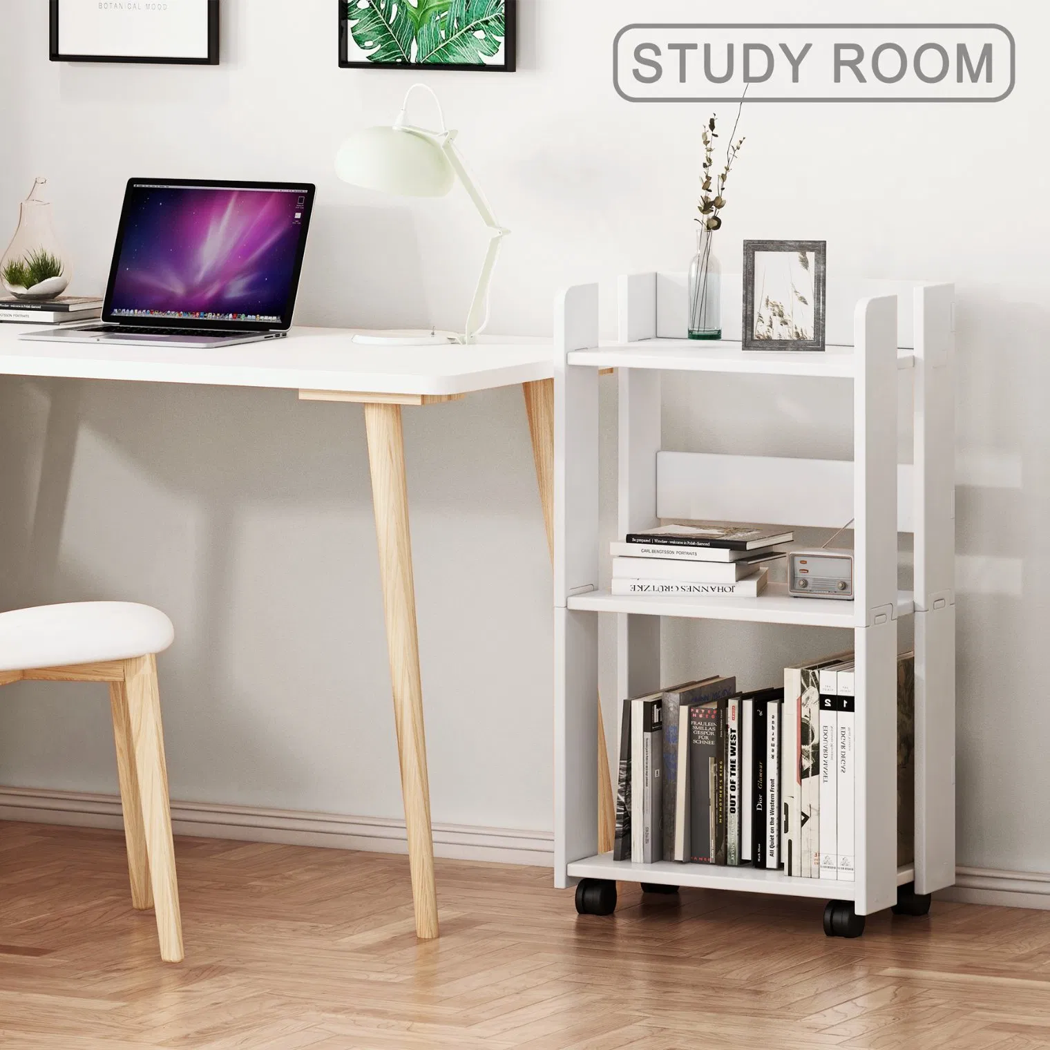 Stylish 3 Tier Rolling Side Table for Home Office