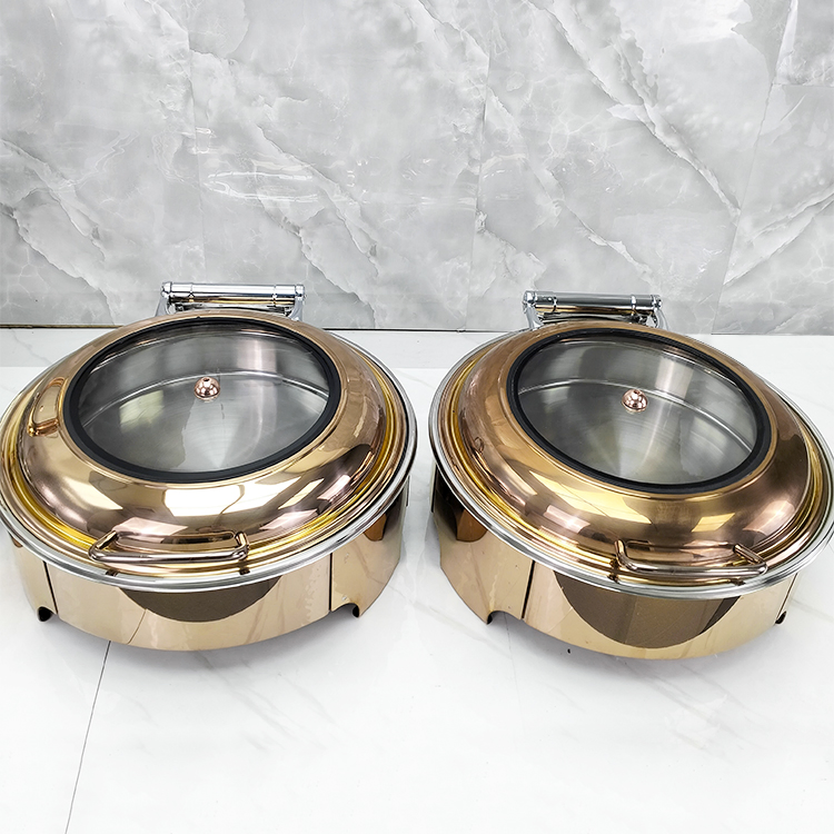 Commercial Hotel Rose Gold Buffet Stove Stainless Steel 6L Chafing Dishes Buffet Heater Warmer