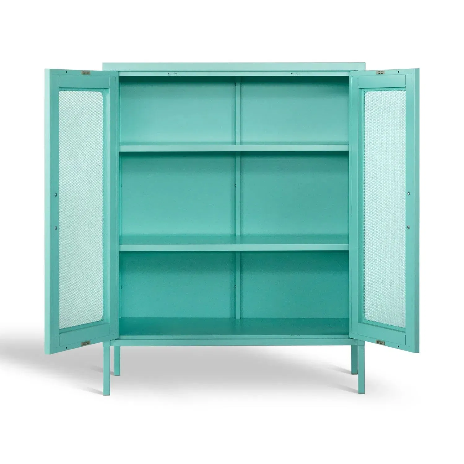 Living Room Furniture Mesh Door Modern Metal Home Accent Storage Cabinet