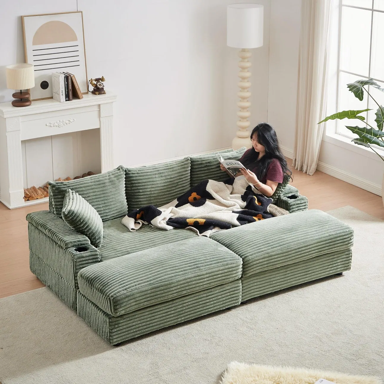 Wholesale Modern Living Room Home Vacuum Sectional Furniture L Shape Corner Foam Boneless Compressed Fabric Sofa for Hotel Apartment Villa