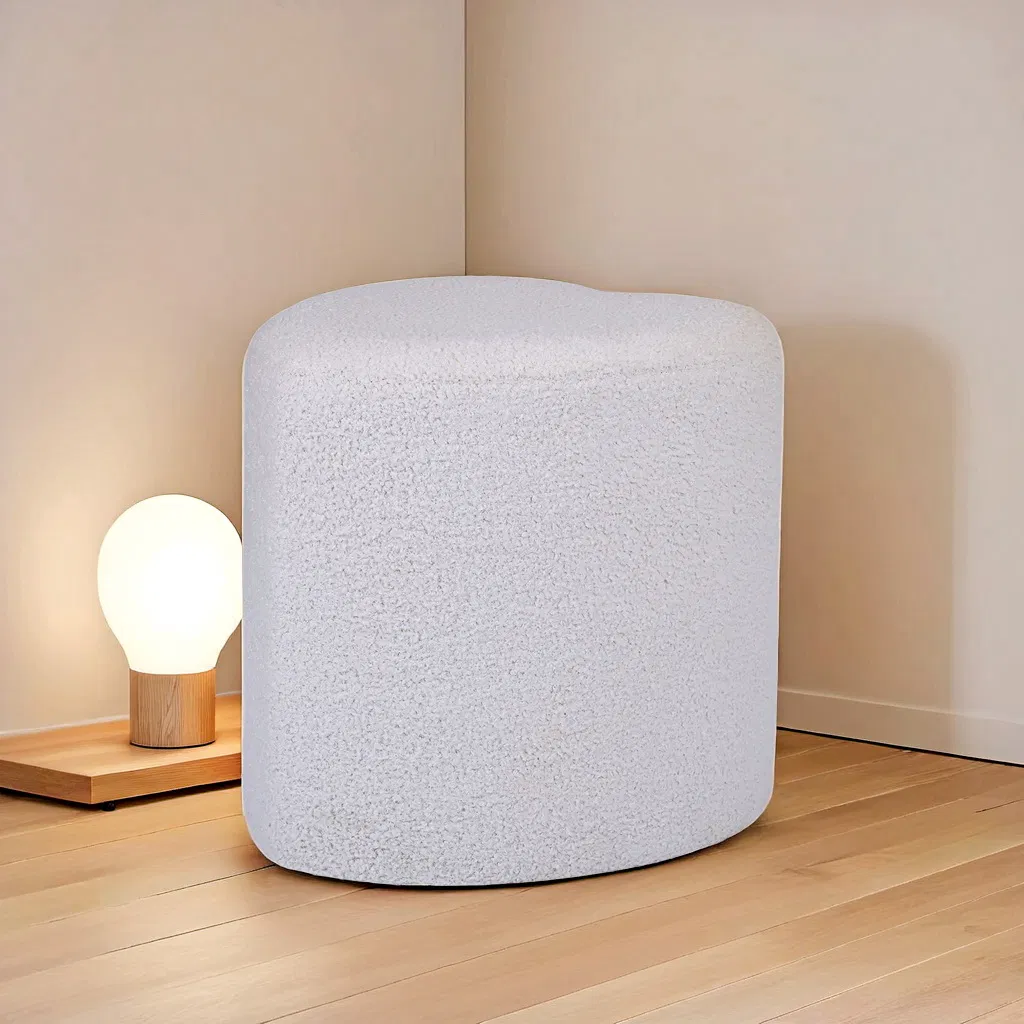 Storage Ottoman Modern Round Footrest Teddy Velve Ottoman for Hallway, Living Room, Bed Room Ydf25034