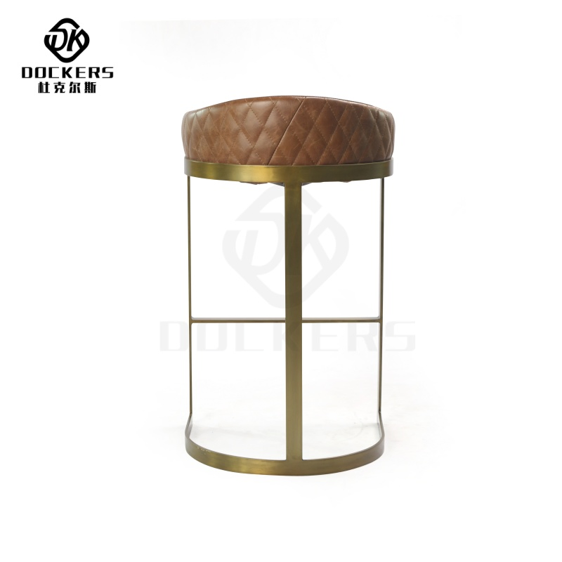 Contemporary European Hotel Barstool with Bronze Metal Frame