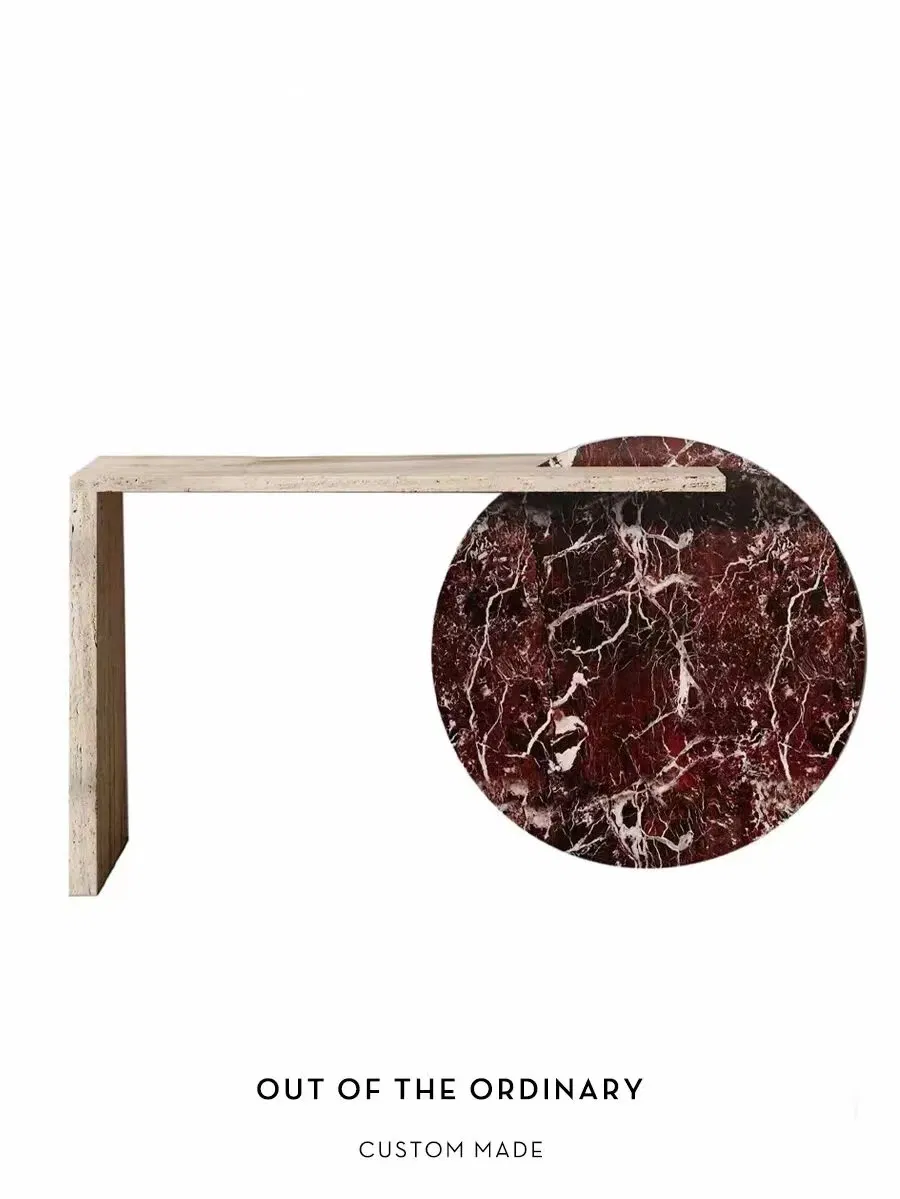 Simple Travertine Porch Table Marble Hall Against The Wall Entry Design Console