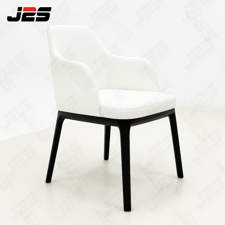 Refined Restaurant Dining Chair with Soft Leather and Gold Accents