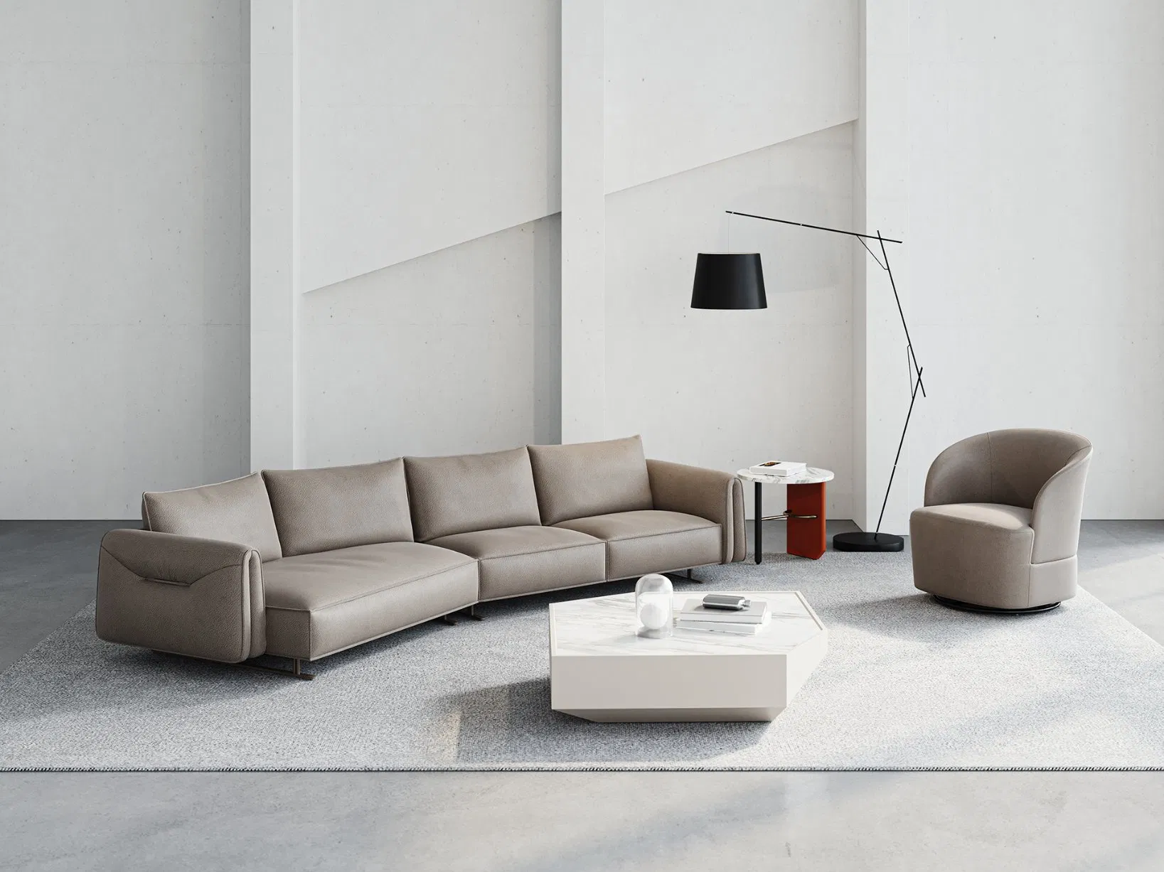 Premium Modern Furniture Genuine Leather Living Room Sofa Couch Easy Clean for Home Office and Restaurant Settings