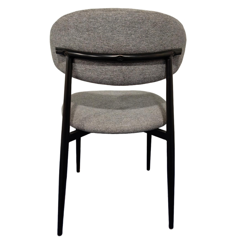 2025 New Model Hot Sale Nordic Comfortable Winged Back Metal Legs Grey Fabric Dining Chairs