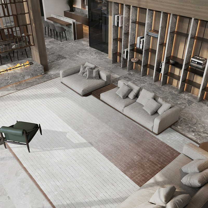 Grid Gradient Floor Carpet Living Room Rugs