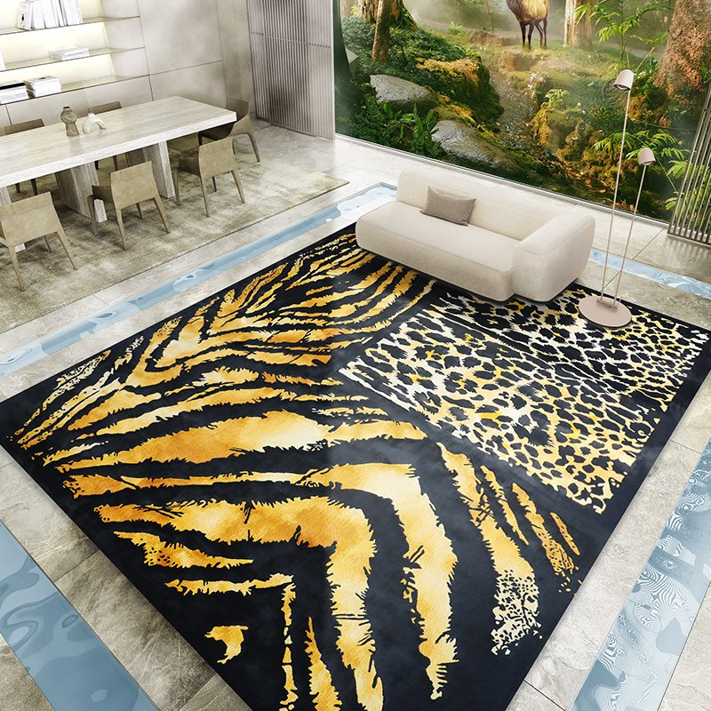 Golden Leopard Living Room Rugs Home Floor Carpets