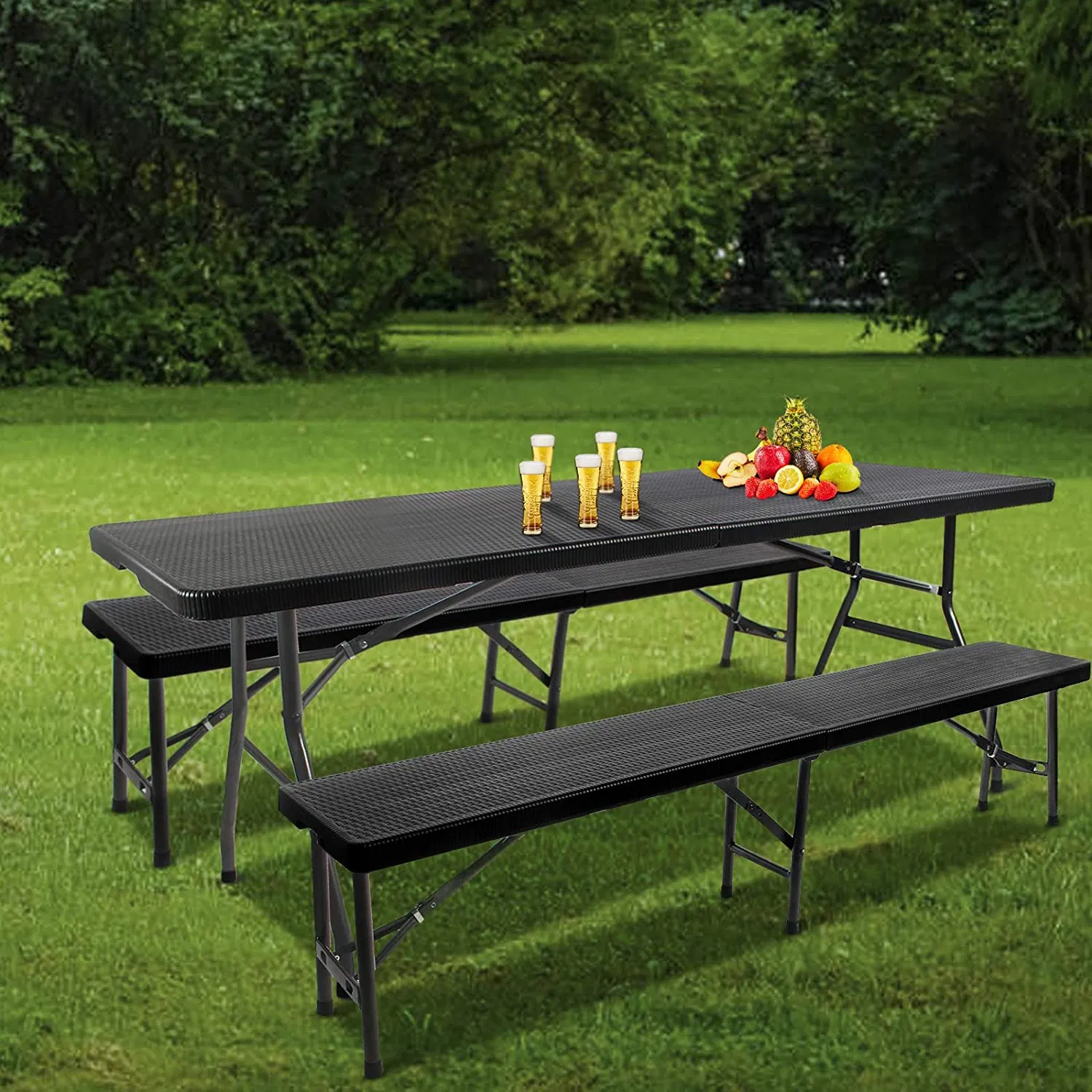 Hot Sale Outdoor Design Foldable Standing Durable 6FT Plastic Folding in Half Bench Portable Plastic