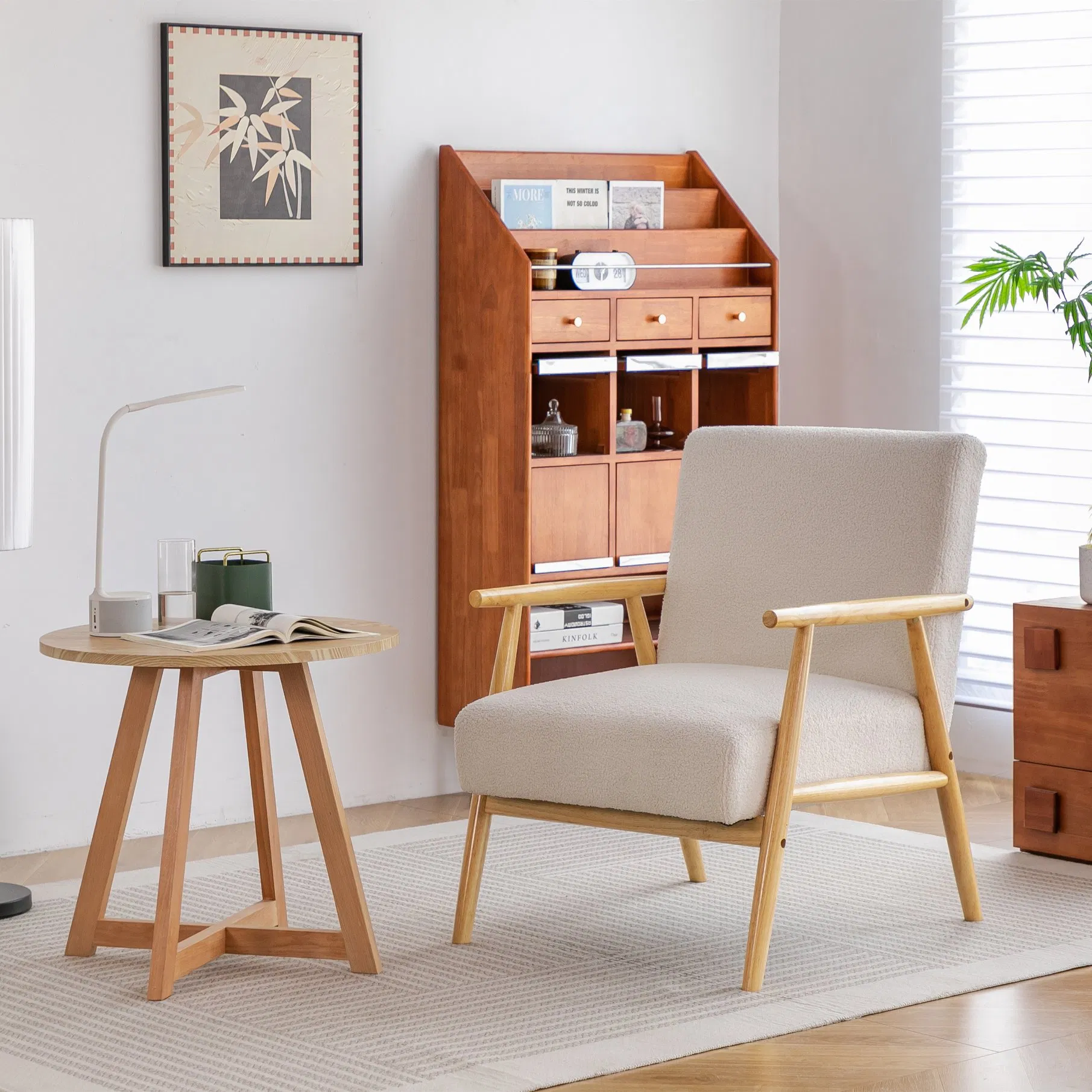 Accent Home Furniture Factory Direct Balcony Hotel Reclining Wood Fabric Recliner Living Room Leisure Lounge Chair