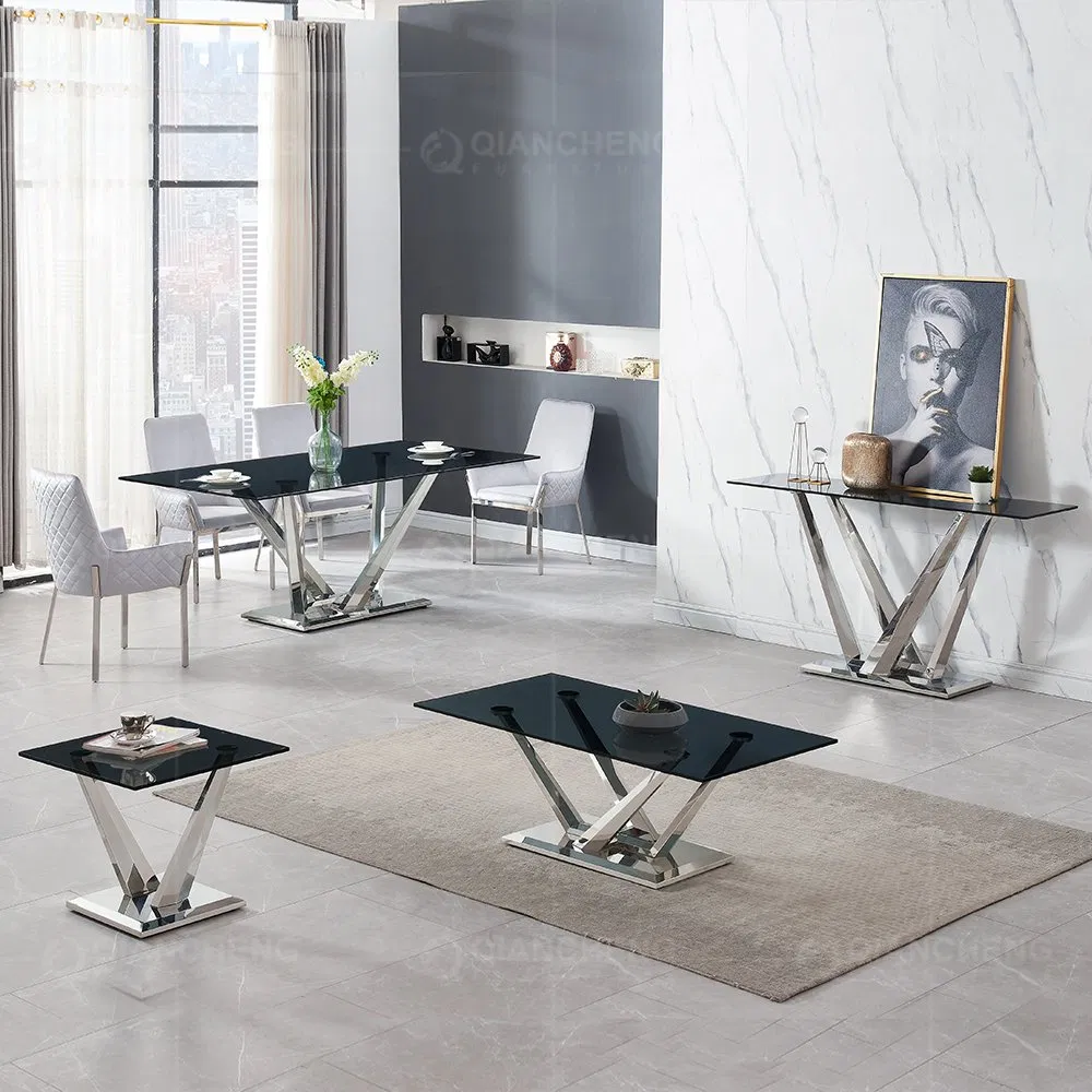 Home Entry Furniture Golden Stainless Steel Mirrored Glass Console Hallway Table