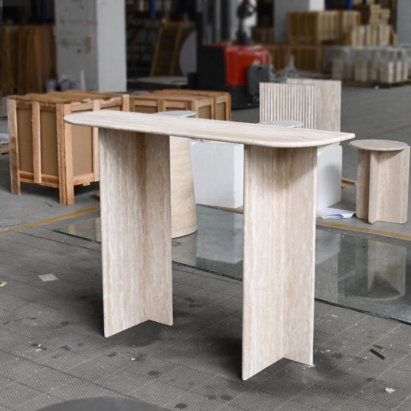 Luxury Modern Stone Console Table Travertine Entry Hallway Table for Sale