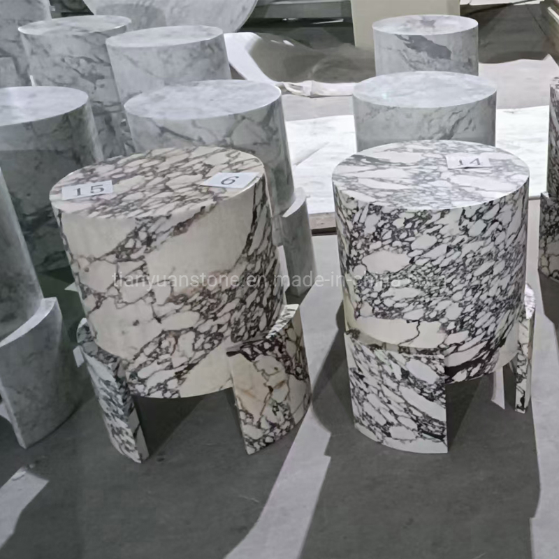 Custom Made Viola Marble Stone Top Natural Coffee Table