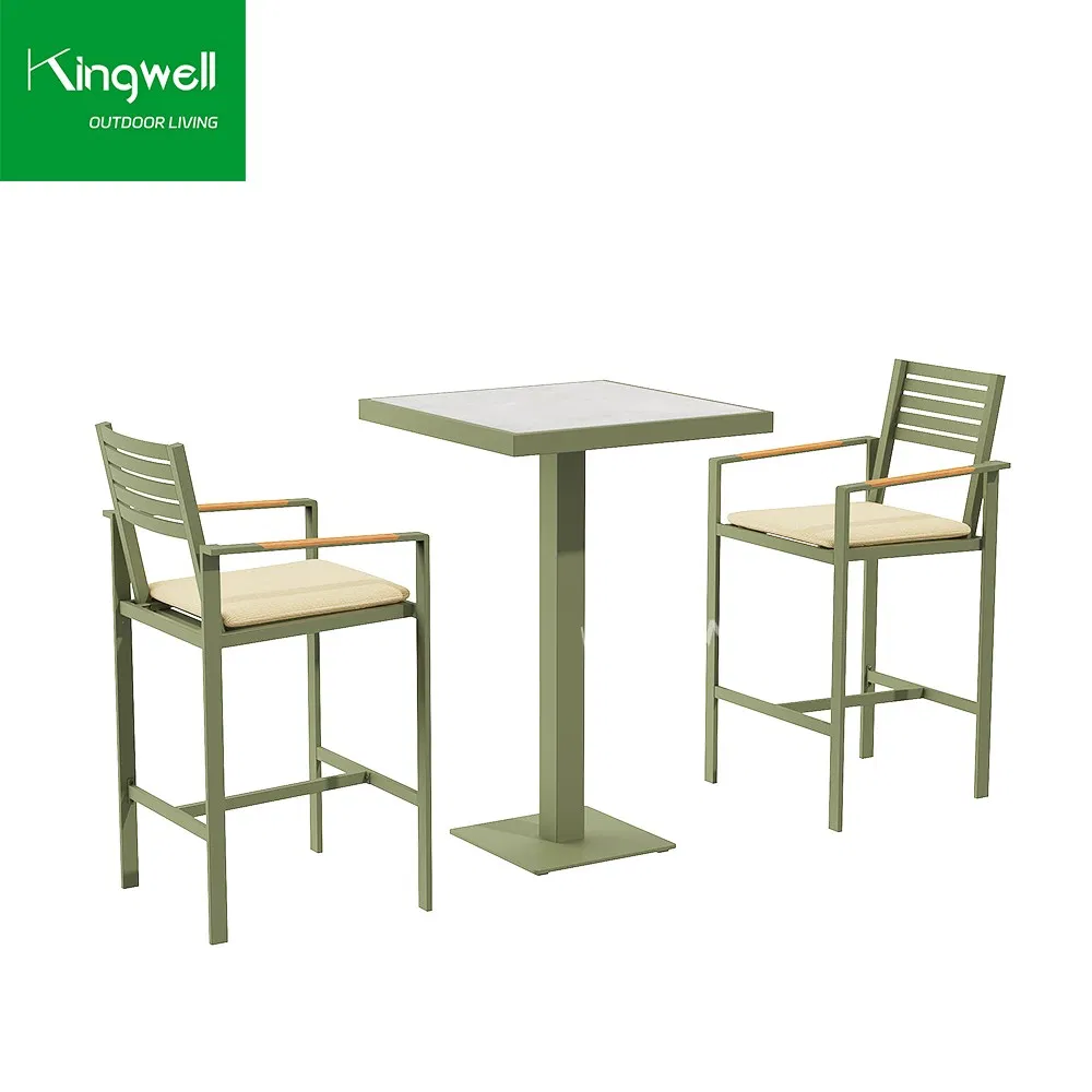 Outdoor Furniture Aluminum Restaurant High Tables Waterproof Garden Bar Stools with CE En581 SGS