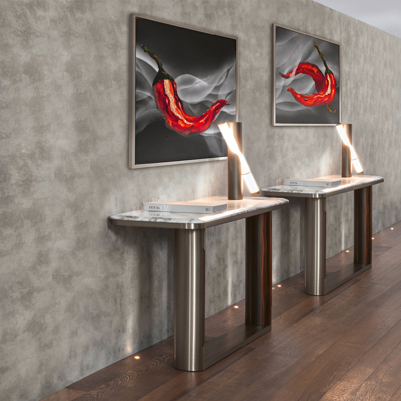 Marble Top Console Table with Stainless Steel Legs Solid Wood Decor for Entry Villa Living Room Bedroom