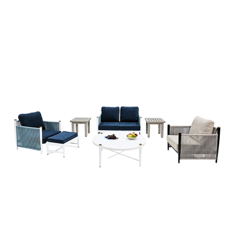 Wholesale Aluminum Outdoor Single Sofa Lounge Chair and Ottoman Hotel Patio Terrace Garden Modern Balcony Lounge Ottoman