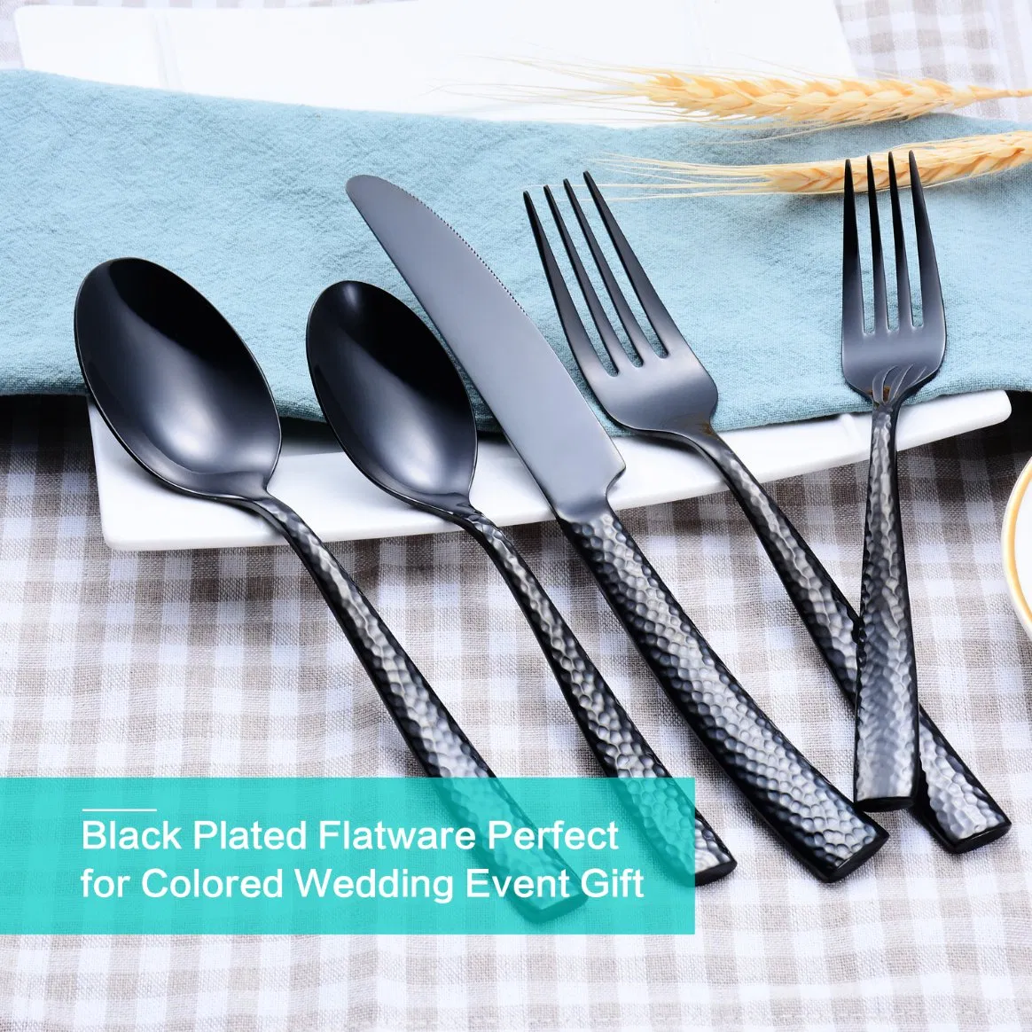 Unique Black Hammered Cutlery Set for Contemporary Dining