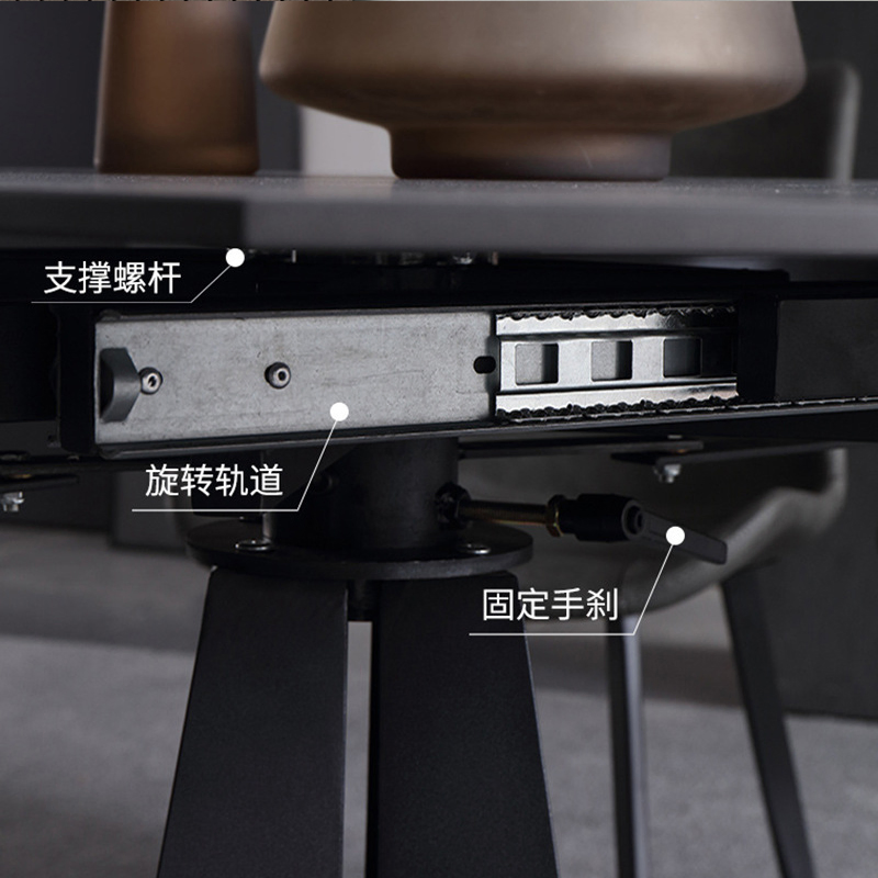 Luxury Modern Sintered Stone Top Table Simple Gold Legs Round Cafe Marble Dining Set 6 Seater