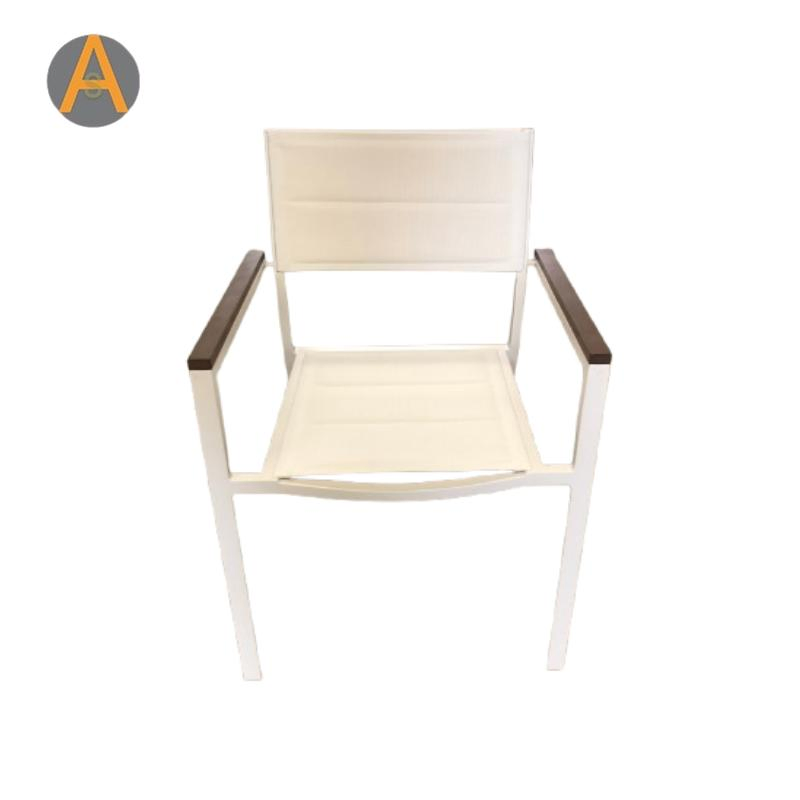 Elegant Design Outdoor Dining Chair with Supporting Wood Accent Armress All Weather, Garden Furniture Backyard