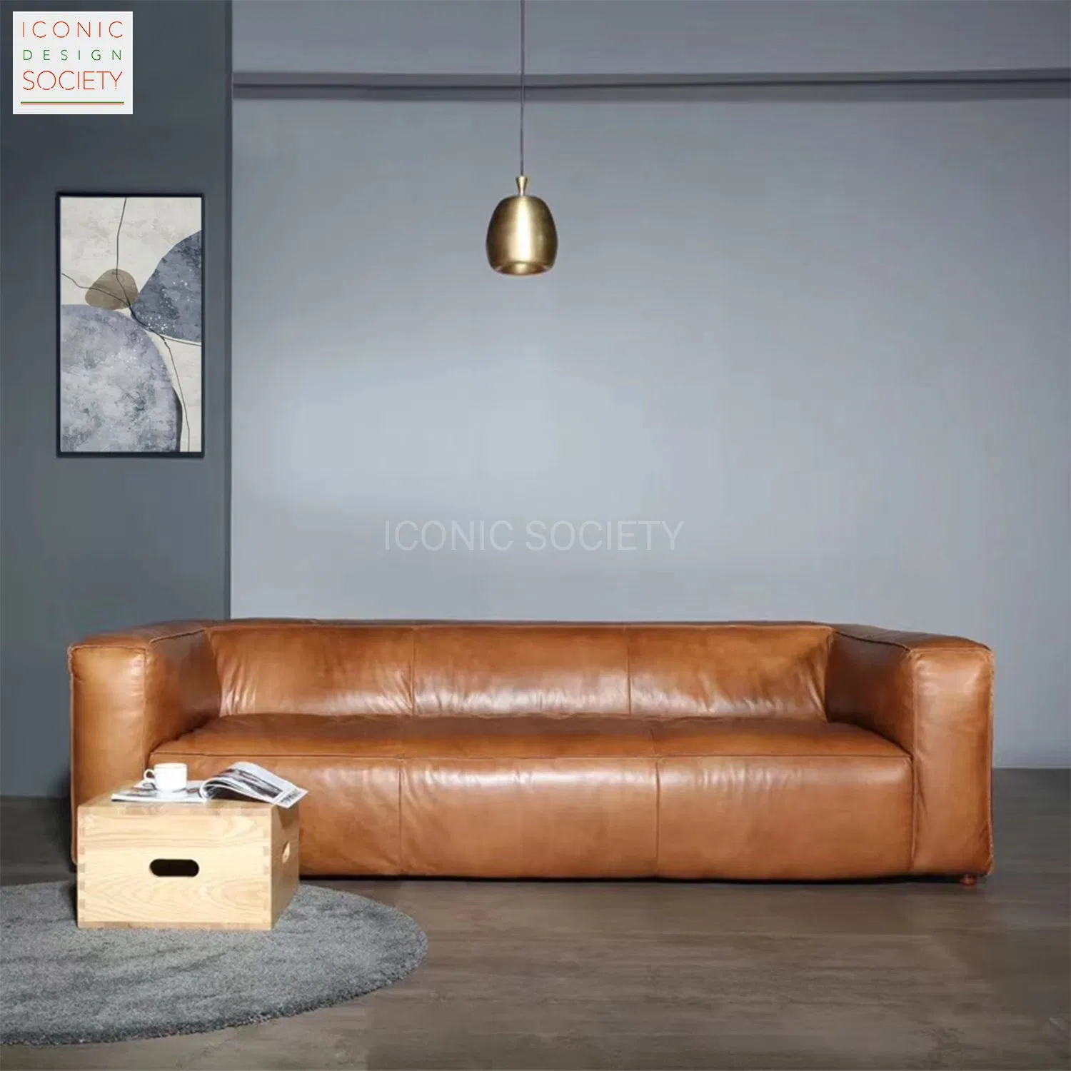 Modern Leisure Home Sitting Room Living Room Furniture Hotel Handmade Large Seat Genuine Leather Sofa