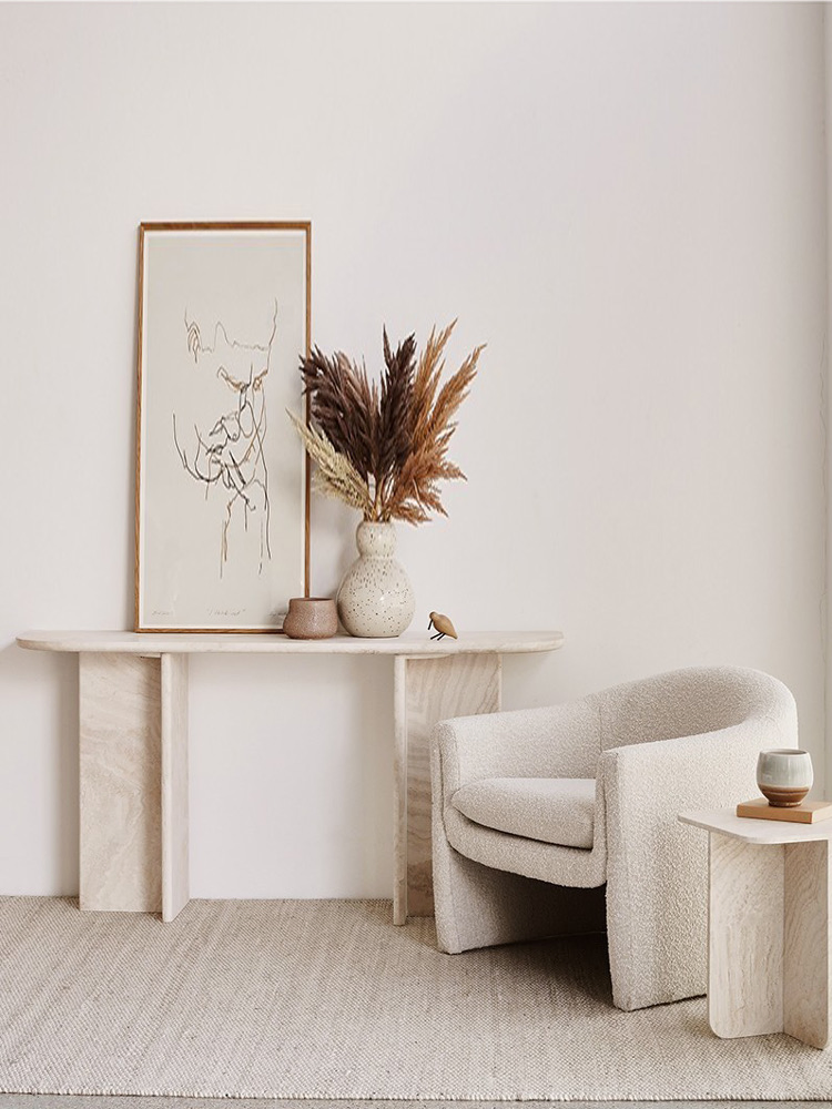 Luxury Modern Stone Console Table Travertine Entry Hallway Table for Sale